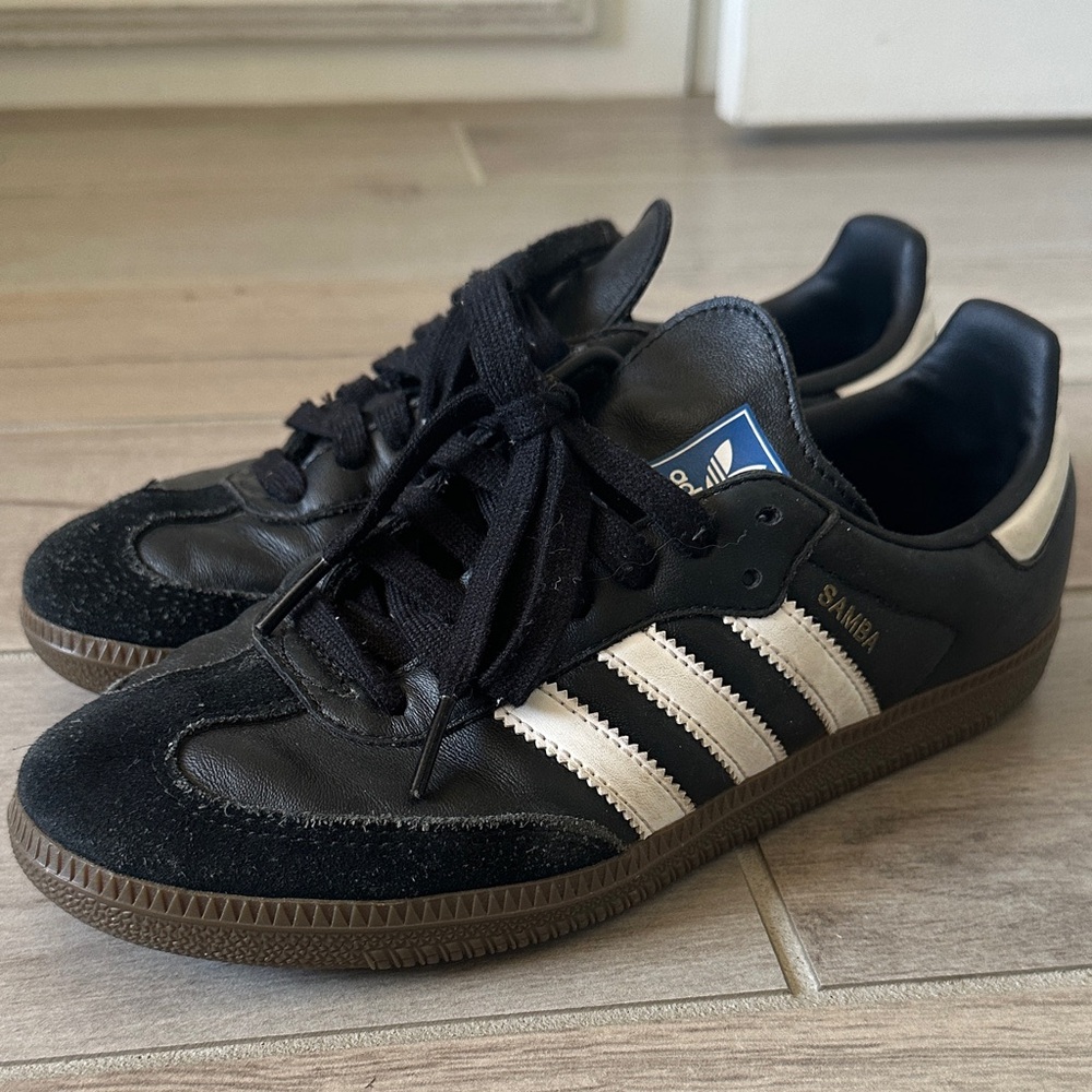 adidas Black & White Samba Retro Leather Sneakers